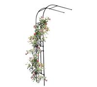 8ft Black Metal Garden Arch - Half Round Rose Trellis for Climbing Plants Wall-Mounted Arbor Elegant Pergola for Lawn & Backyard Landscaping Decor