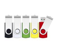 8GB Memory Stick 5 Pack,SRVR Flash Drive USB 2.0 Swivel Thumb Drives Data Storage Jump Drive Zip Drive Memory Sticks External Devices with LED Indicator(Mixed Color with Lanyard)