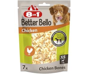 8in1 Better Bello Chicken Bones XS - Os à mâcher faciles à digérer pour Chiens au Poulet - friandises à mâcher pour Chiens ayant Un estomac Sensible, Sachet de 84 g (7 pièces)