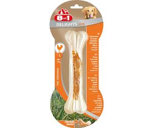 8in1 Delights Chicken Os à mâcher Strong Taille L (pour chiens plus grands et extra forts à mâcher de plus de 20 kg, viande de poulet de qualité supérieure enveloppée dans la peau de bœuf), 1 pièce