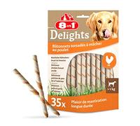 8in1 – Friandise pour chien – Delights Twisted Sticks – Torsadés garnis de poulet – 35 pièces