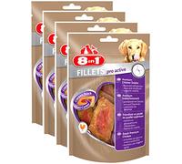 8in1 Fillet Pro Active Friandises pour chiens adultes et seniors de grandes races - Renforce la mobilité - Au poulet - Lot de 4 x 80g