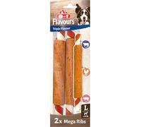 8in1 Triple Flavour Mega Ribs - Grandes bâtonnets à mâcher pour Chiens - Snacks à mâcher Riches en Viande, 140 g (2 pièces)