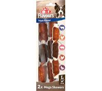 8in1 Triple Flavour Mega Skewers Lot de 2 bâtonnets à mâcher Grands pour Chien - Snack à mâcher avec Viande supplémentaire - Sachet de 160 g