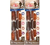 8in1 Triple Flavour Mega Skewers - Grandes bâtonnets à mâcher pour Chiens - Snacks à mâcher Riches en Viande, 160 g (2 pièces) (Lot de 2)