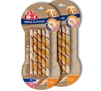 8in1 Triple Flavour Os à mâcher enveloppés dans un filet de poulet, Bâtonnets torsadés