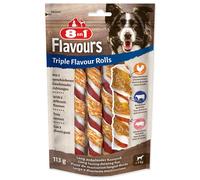 8in1 Triple Flavour Rolls Bâtonnets à mâcher pour chiens - Friandises à mâcher extra riches en viande, sachet de 113g (3 pièces)