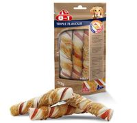 8in1 Triple Flavour Rolls - Rouleaux à Mâcher pour Chien adulte - Plus de viande, plus de durée de mâche - Limite le Tartre - Sans OGM, Conservateur Artificiel