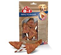 8in1 Triple Flavour Wings - Ailes à Mâcher pour Chien adulte - Plus de viande, plus de durée de mâche - Limite le Tartre - Sans OGM, Conservateur Artificiel - 113g