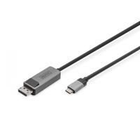 8K@30Hz. USB Type C to DP; adapter cable HBR3; Alu Housing; Black 1m