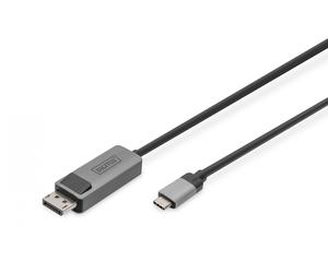 8K@30Hz. USB Type C to DP, adapter cable HBR3, Alu Housing, Black 2m