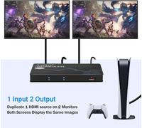 8K@60 Hz 4K@120 Hz Répartiteur Hdmi 1 Entrée 2 Sorties Simultané, 1X2 Splitter Hdmi 2.1 Distributeur Audio Vidéo Avec Adaptateur Eu, Prise En Charge 3D, Edid, Hdcp 2.3[Z134]