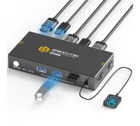 8K@60Hz KVM HDMI Switch 2 Ports,USB 3.0 Commutateurs KVM, HDCP2.3,HDMI2.1, Brancher 2 PC sur 1 Ecran,Avec 3 ports USB3.0, Avec Contrôleur de Bureau Filaire, Adaptive EDID