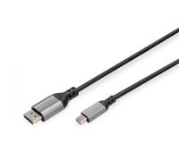 8K@60Hz, mini DP to DP; DP 1.4 Alu housing; Black; 2m