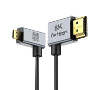 8K Câble HDMI Ultra-Fin 30cm,HDMI A vers Micro HDMI D avec connecteurs coudés,2,5mm,8K@60Hz,48Gbps HDMl 2.1,pour moniteur caméra,gimbal,rig,PC,PS5,Xbox,(HDMl A-D 30cm)