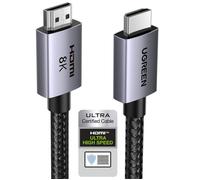 8K HDMI 2.1 Cable Certified 10K 8K 60Hz 4K 240Hz High Speed 48Gbps HDMI Cord Aluminum DynamicHDR Dolby Atmos HDCP Braided (3M)