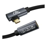 8K Rallonge Usb C 2M (Usb C 3.2 20Gbps, Pd3.1 240W 48V/5A, Angle 90 Degrés) Vidéo 4K@144 Hz/60Hz Rallonge Usbc Male Femelle Pour Thunderbolt 4, Psvr2, Ipad, Macbook, Iphone 17/16