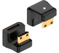 8K U Shape Mini HDMI Adapter,48Gbps Down Angle Mini HDMI Male to Mini HDMI Female Extension Adapter,avec indicateur LED de Travail pour caméra,caméscope,Tablette,PC (Lot de 2)
