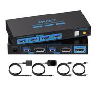 8K60HZ DisplayPort KVM Switch 2 PC 1 Monitor USB 3.0 Commutateurs KVM pour 2 Ordinateurs Partagent 1 Écrans et 4 Périphériques USB