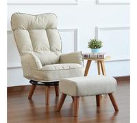 8KLANMMQ Fauteuil pivotant contemporain Meubles de salon Fauteuil pliant inclinable Fauteuil pivotant bas (couleur : kaki avec tabouret, taille : 108 x 70 x 60 cm) (Kaki avec tabouret 108 x 70 x 60 cm
