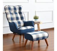 8KLANMMQ Fauteuil pliant inclinable, canapé, chaise pivotante basse, fauteuil pivotant contemporain, meubles de salon (couleur : bleu, taille : 108 x 70 x 60 cm) (bleu avec tabouret 108 x 70 x 60 cm)