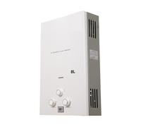 8L Chauffe-eau Gaz Propane Sans Réservoir 16KW LPG Chauffe-eau Instantané Chaudière LED Affichage Camping En Plein Air Avec Kit De Pomme De Douche(blanc)