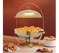 8L Gold Chauffe-Plat Rond Chafing Dish Buffet Set Réchaud Alimentaire Récipient Maintient pour Restaurants,Banquets