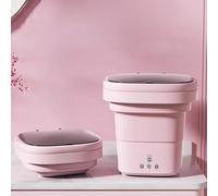 8L Mini Machine À Laver Portable, Petit Lave Linge Pliable Avec Panier de Vidange Laveuse Pratique pour Sous-vêtements Chaussettes Appartement Camping-car Voyage(Pink)