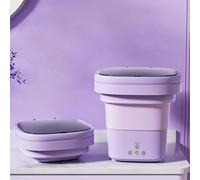8L Mini Machine À Laver Portable, Petit Lave Linge Pliable Avec Panier de Vidange Laveuse Pratique pour Sous-vêtements Chaussettes Appartement Camping-car Voyage(Purple)