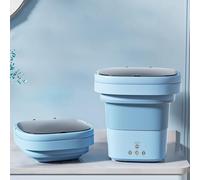 8L Mini Machine À Laver Portable, Petit Lave Linge Pliable Avec Panier de Vidange Laveuse Pratique pour Sous-vêtements Chaussettes Appartement Camping-car Voyage(Blue)