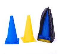 8LevelUp Set de 8 pylônes - cônes de 30 cm (4 Jaunes et 4 Bleus - Flexibles, sûrs et Robustes) avec Sac pour Le Football, l'équitation, l'entraînement des Chiens