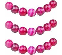 8mm 43pcs Red Pink Striped Agate Beads Natural Round Loose Semi Precious Beads For Jewellery Making Bracelets And Necklaces
