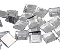 8mm Flat Back Square Acrylic Rhinestones Small Face Gems Body Jewels Card Making Embelishments - 75 Pieces (Crystal Clear H102)