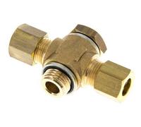 8mm & G1/4'' Te de compression en laiton avec filetage mâle 135 bar Acier zingue, avec insert NBR DIN EN 1254-2