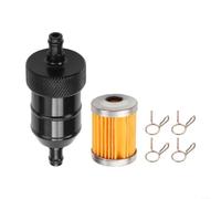 8mm Inline Fuel Filter Aluminum Alloy for Motorcycle(Black)