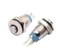 8mm LED Illuminated Metal Push Button Switch ON OFF Brass High Head Ring 3V 12V Momentary 1NO Pushbutton Switch Red Green Blue NWPNLXEA(Yellow LED,12-24V)