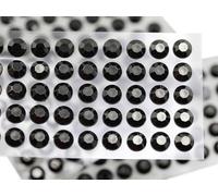 8mm SS40 Black Self Adhesive Acrylic Rhinestones Plastic Face Gems Stick On Body Jewels For DIY Cards And Invitations Crafts Bling Sticker - 5 Sheets - 250PCS