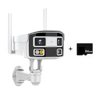 8MP 180 ° Double Objectif caméra IP 2K 4MP POE de sécurité panoramique 4K détection Humaine Balle Surveillance extérieure NVR(8MP WiFi with 64G)