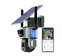 8MP 4G caméra solaire sans fil 4K double objectif 4X 10X panneau solaire détection humaine PTZ Surveillance solaire caméra extérieure(4G10X Zoom 128GB)