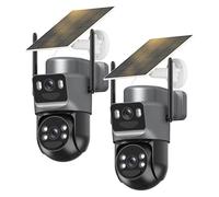 8MP Caméra Surveillance WiFi Extérieure à Double Objectif,4K Détection Humaine avec Panneau Solaire,360° PTZ Caméra IP,2.4G/5GHz,Suivi Automatique,Vision Nocturne Couleur,Audio Bidirectionnel,2PCS