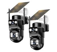 8MP Caméra Surveillance WiFi Extérieure sans Fil Double Objectif,4K Détection Humaine avec Panneau Solaire,360°Camera Exterieur,Vision Nocturne Couleur,Audio Bidirectionnel,Suivi Automatique,2PCS