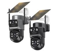 8MP Caméra Surveillance WiFi Extérieure sans Fil Double Objectif,4K Détection Humaine avec Panneau Solaire,360°PTZ Camera Exterieur,Vision Nocturne Couleur,Audio Bidirectionnel,Suivi Automatique
