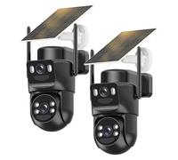 8MP Caméra Surveillance WiFi Extérieure sans Fil Double Objectif,4K Détection Humaine avec Panneau Solaire,360°Camera Exterieur,Vision Nocturne Couleur,Audio Bidirectionnel,Suivi Automatique,2PCS