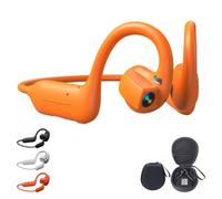 8mp Smart Camera Open-Ear Headset Eis Video, Ai, Ip54 Waterproof (Orange) | Open Ear Bluetooth 5.4 Wireless Earphones with AI Translation, Dual Mic, for Running, Cycling and Travel