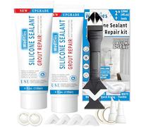 8Oz de mastic silicone blanc étanche, Wadities Kit de réparation des joints de carrelage avec gratte-joint, pour bain, douche, cuisine, sol (4Oz, pack de 2)