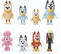 8pc Bluey Anime Bingo Bandit Action Figure Jouet Famille et école décorations mobiles PVC Cute Model Doll