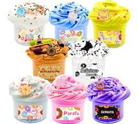 8PC Kits de Fluffy Slime Jouet, Enfants Gluante Butter Slime Cadeaux, Super Extensible et Non Collant pour Soulager Le Stress, Anniversaire Noël Cadeau pour Filles et Garçons (B)