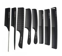 8pcs / 13pcs professionnel blanc/noir Barbier Carbon Comb set, résistant à la chaleur et anti - statique Comb set (8 peignes noirs)