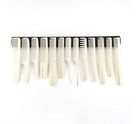 8pcs / 13pcs professionnel blanc/noir Barbier Carbon Comb set, résistant à la chaleur et anti - statique Comb set (13 pièces - peigne de mesure)