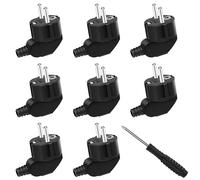 8PCS 250V 16A Prise Electrique Male et 1 Tournevis,Fiches Schuko,Prise Male Etanche Exterieur,Fiche Coudée Fiches Electrique de Mise à la Terre,Appareils Electroménagers aux Luminaires Prises (Nero 8)